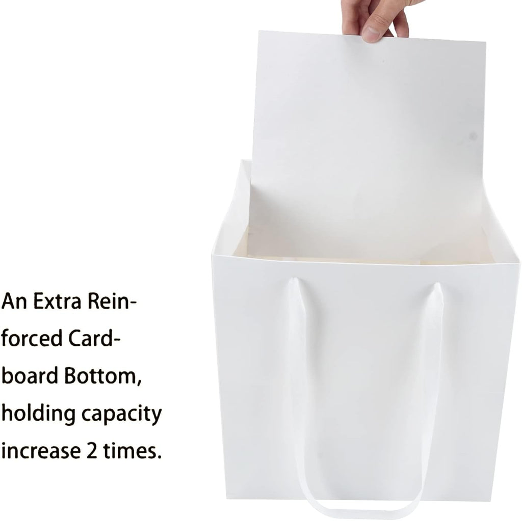Large White Gift Bags with Handles, 12 Pack, 10x10x10 IN