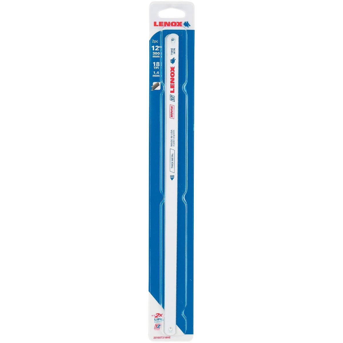 Lenox 20160T218HE Hacksaw Blade, Bi-Metal, 18-Tooth, 12-In, 2-Pk. - Quantity 2