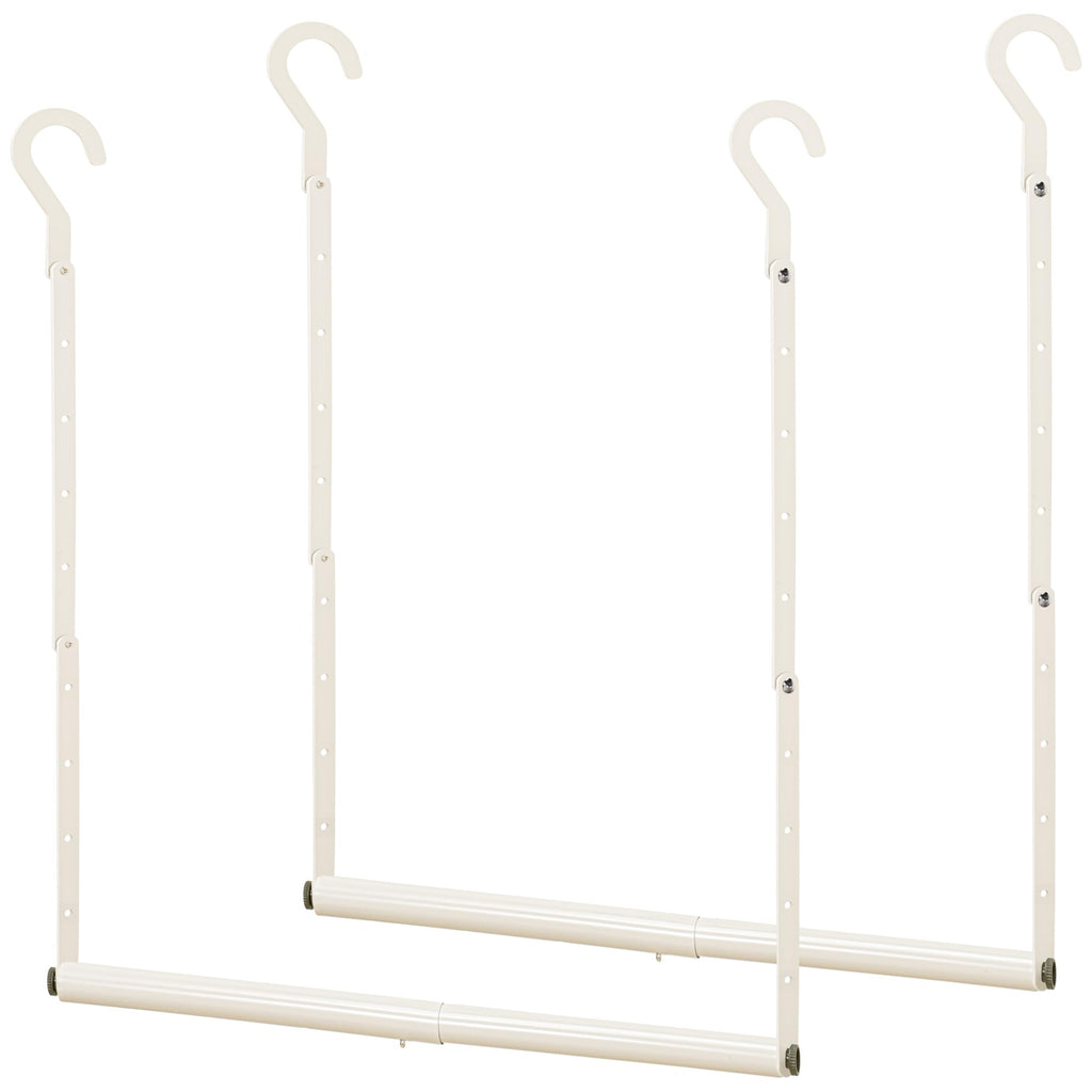 Adjustable Closet Rod for Hanging Clothes, 2 Pack White