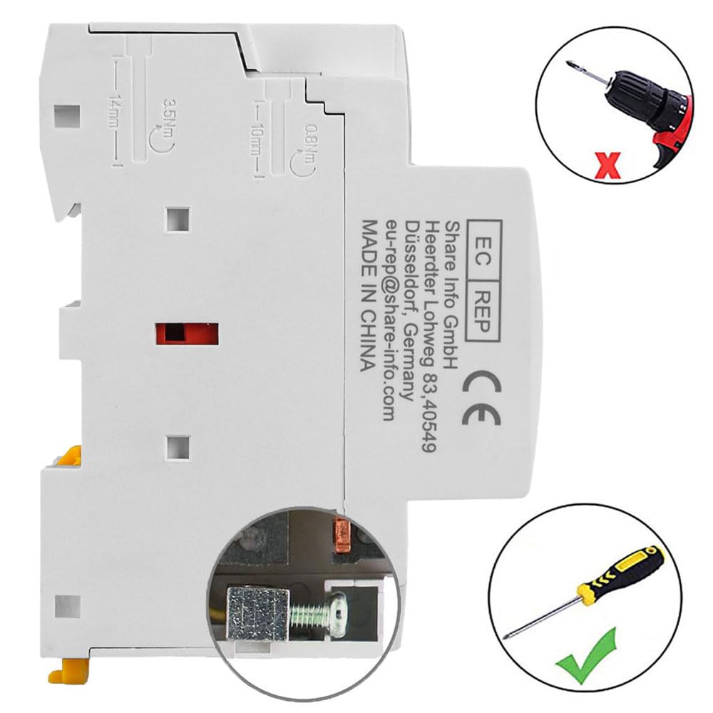 Hofwgele HCH8s-63 DC Contactor 24V Coil 63A 2NO 2 Pole Universal Circuit Control Automatic Modular Contactor Household Circuit Control Din Rail Mount 2Pole 24V DC Coil contactor