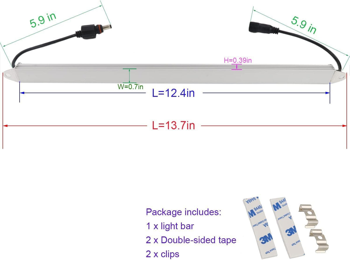 12" Blue 460nm LED Aquarium Fish Tank Light SMD5050 Waterproof IP67