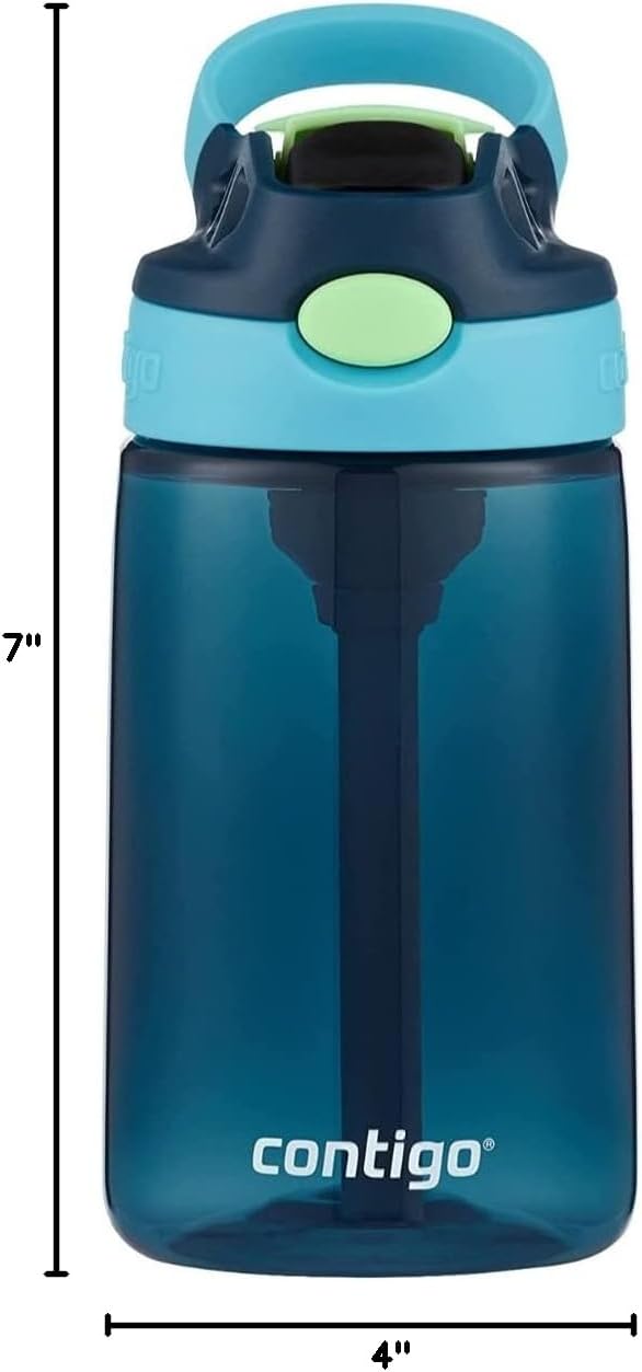 Kids Water Bottle with designed AUTOSPOUT Straw, 14 oz., Blueberry Ocean