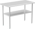 Stainless Steel Table for Prep & Work, 24x48 Inches, Metal Commercial Heavy Duty Table with Adjustable Under Shelf