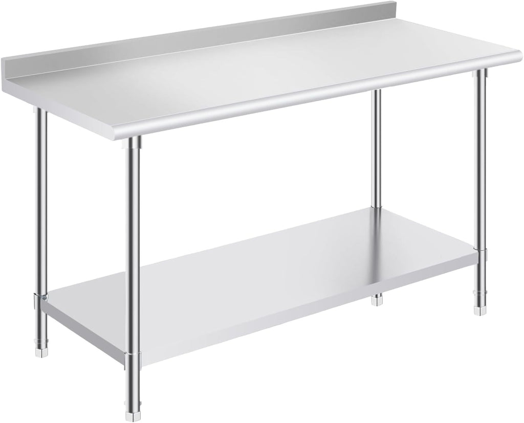 Stainless Steel Prep Table 24 x 60 Inches with Backsplash