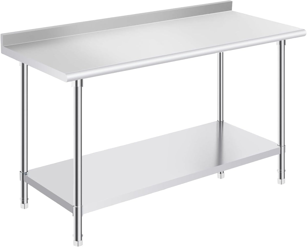 Stainless Steel Prep Table 24 x 60 Inches with Backsplash