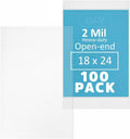 18" x 24" Open-End Flat Poly Bags, Extra-Large, 100 Pack, 2 Mil Heavy Duty