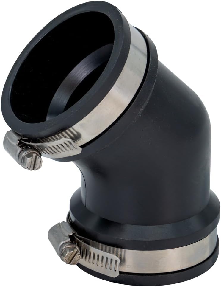 Fernco Qwik Ell 2 in. Hub 45-Degree Flexible PVC Elbow Fitting Connector for DWV