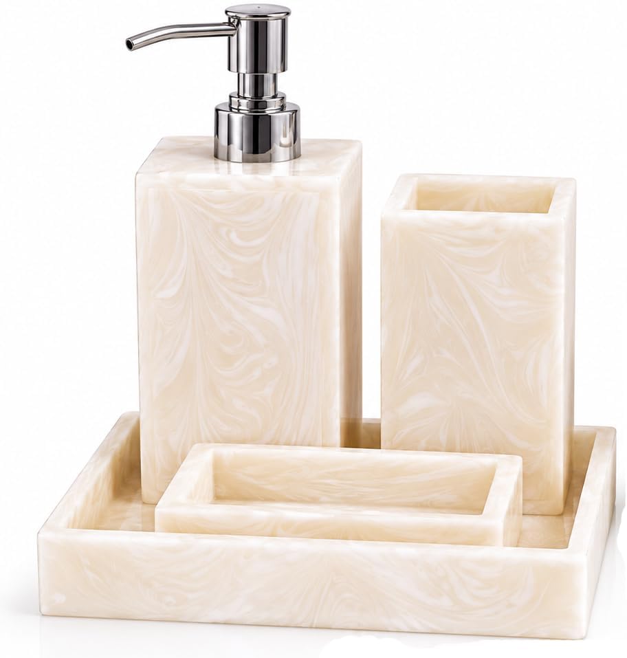 Stylish Luxury Bathroom Sets Stone - Bathroom Accessories Decor/Soap Dispenser, Tooth Brush Holder and Soap Dish and
