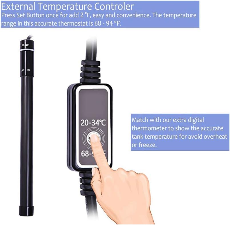 Titanium Alloy 200W Aquarium Heater for Salt and Fresh Water, Digital LED Display Submersible Heater with External