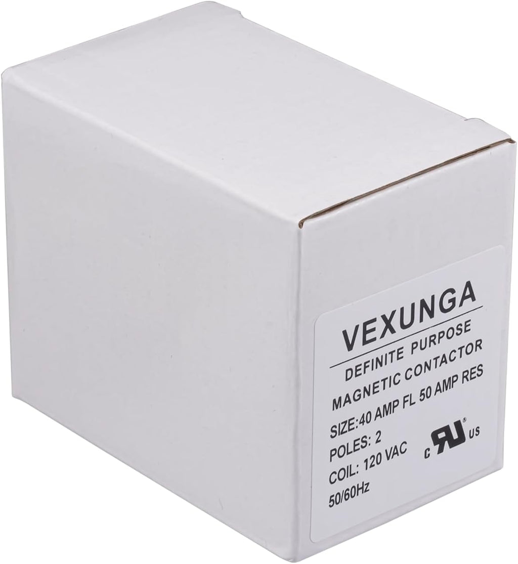 VEXUNGA 2 Pole 40 Amp 120 VAC Coil AC contactor 2P 40A 120V 50/60Hz AC Motor Contactor Replacement for Air Conditioner Compressor Condenser Unit Contactors