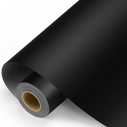 Black Permanent Vinyl - Matte Black Adhesive Vinyl Roll for All Cutting Machine, Permanent Outdoor 12" x11FT for