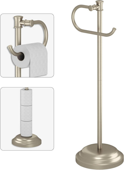 Toilet Paper Holder Floor Stand, Bathroom Freestanding Nickel