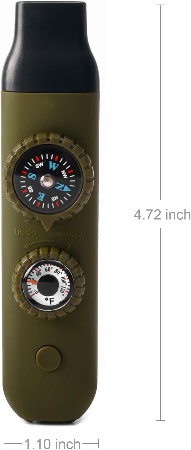 Emergency Survival Safety Whistle，Whistle for Kids with Lanyard,Compass,Thermometer,Ideal for Kayaking, Boating