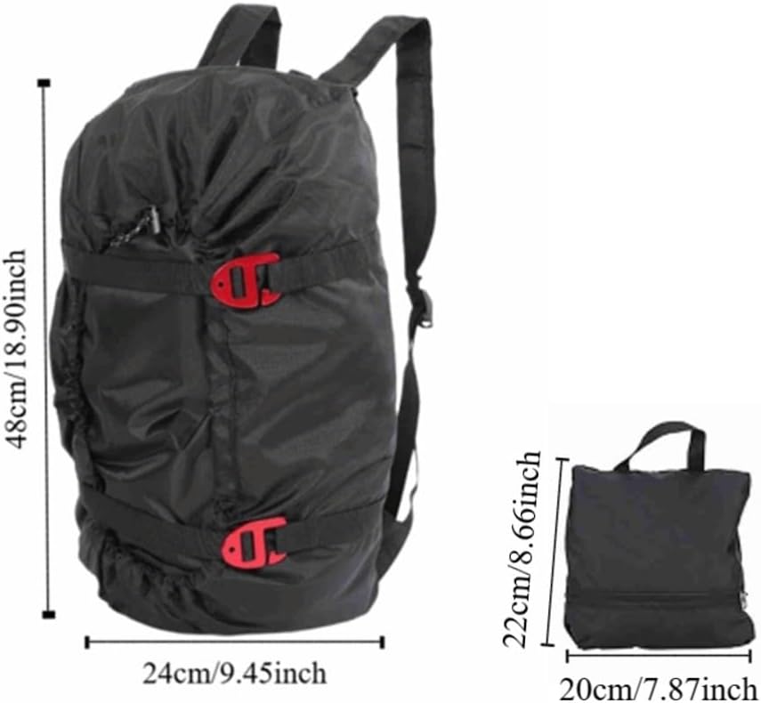 Rock Climbing Rope Bag – Water proof Oxford Folding Storage Backpack with Ground Sheet, Adjustable Shoulder Strap for