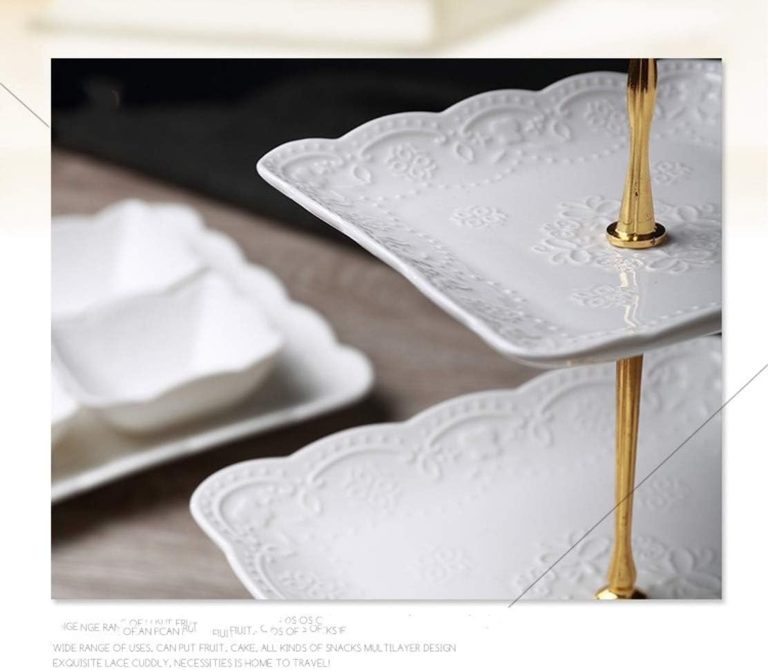 3 Tier Porcelain Cupcake Stand, Tiered Serving Cake Stand, Square White Embossed Dessert Stand, Weddings Parties
