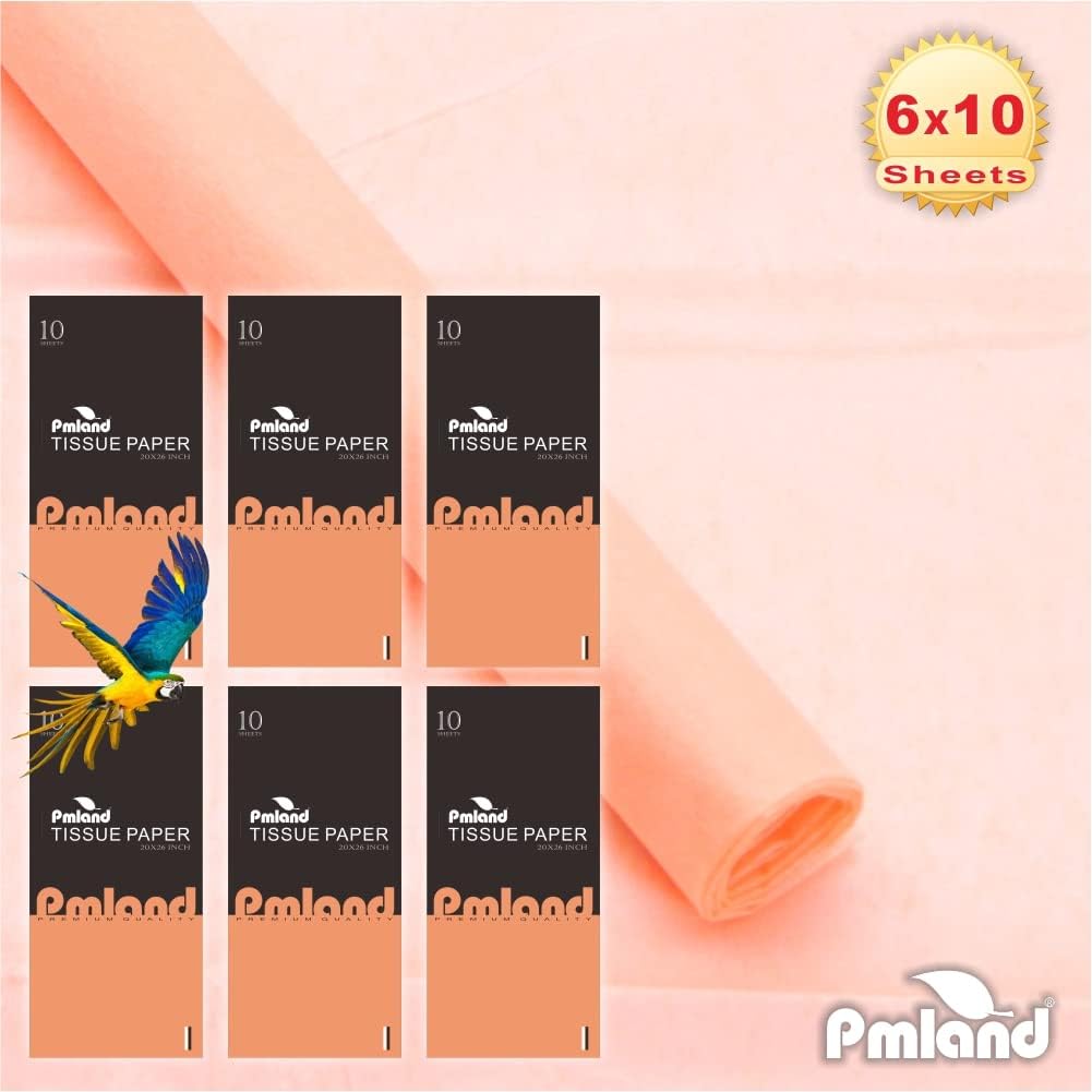 60 Sheets Bulk Tissue Paper 20x26in Peach Gift Wrap
