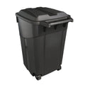 32 Gallon Outdoor Trash Can with Lid, Heavy-Duty Wheeled Garbage Bin for Backyard, Deck or Garage, Black, Can with