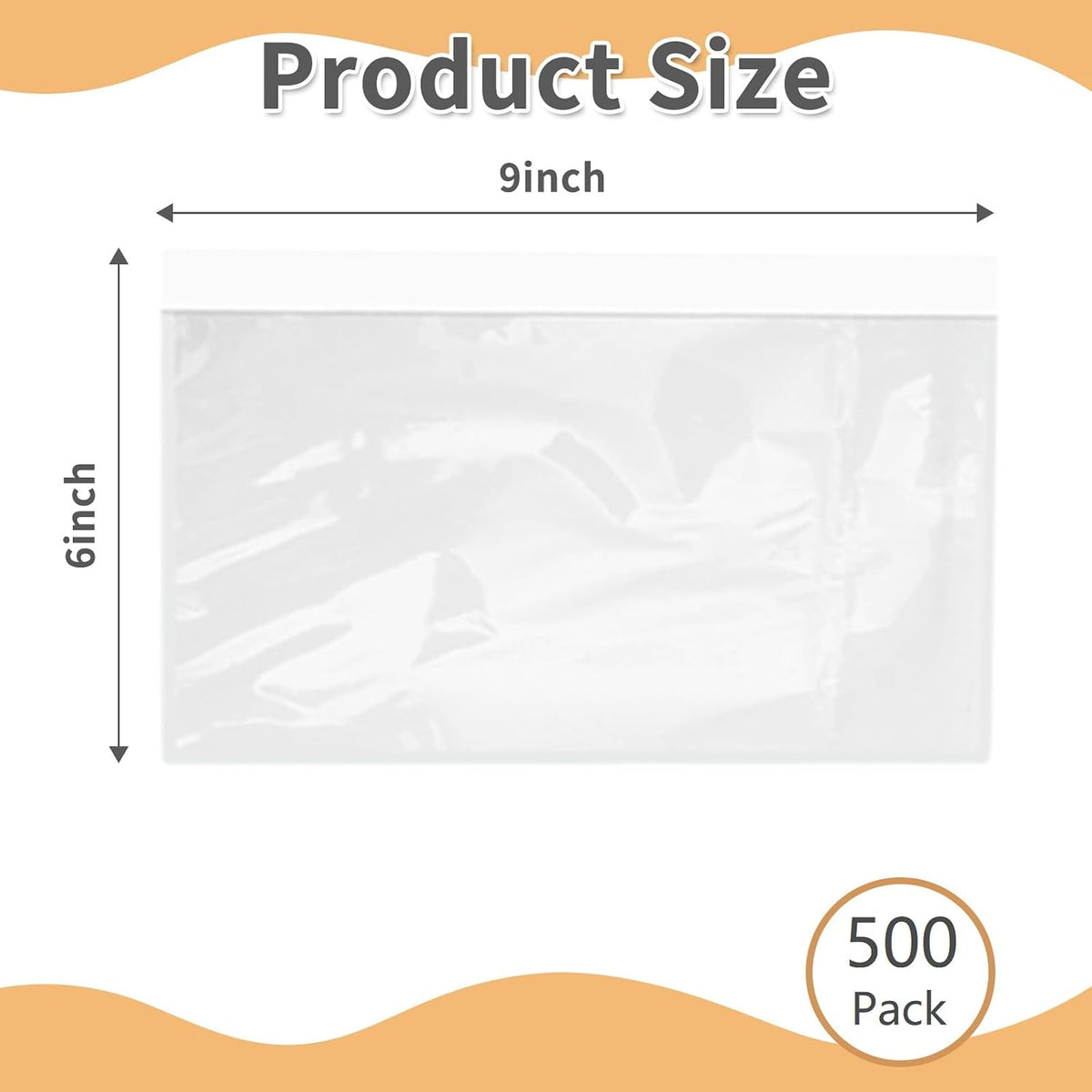 6" x 9" Shipping Label Sleeves Plastic Envelopes Self-Adhesive Top Loading Packing List Envelopes, Clear Mailing