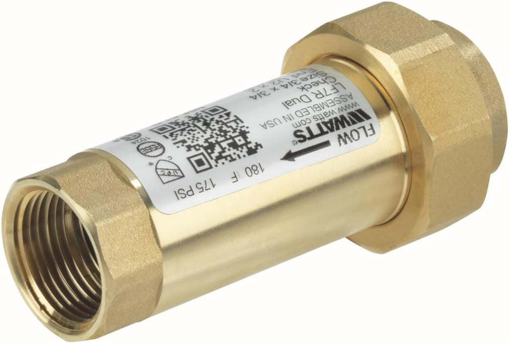 Watts Lead-Free Brass Dual Check Valve Backflow Preventer 1/2" x 1/2"