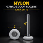 BC Precision Garage Door Rollers, 10 Pack, 2" Nylon, 13 Ball Bearings