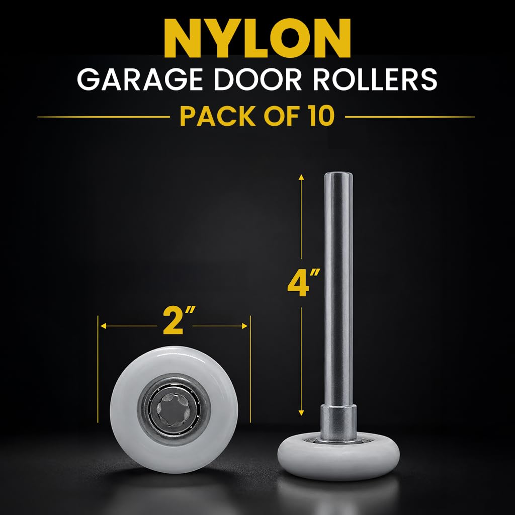 BC Precision Garage Door Rollers, 10 Pack, 2" Nylon, 13 Ball Bearings