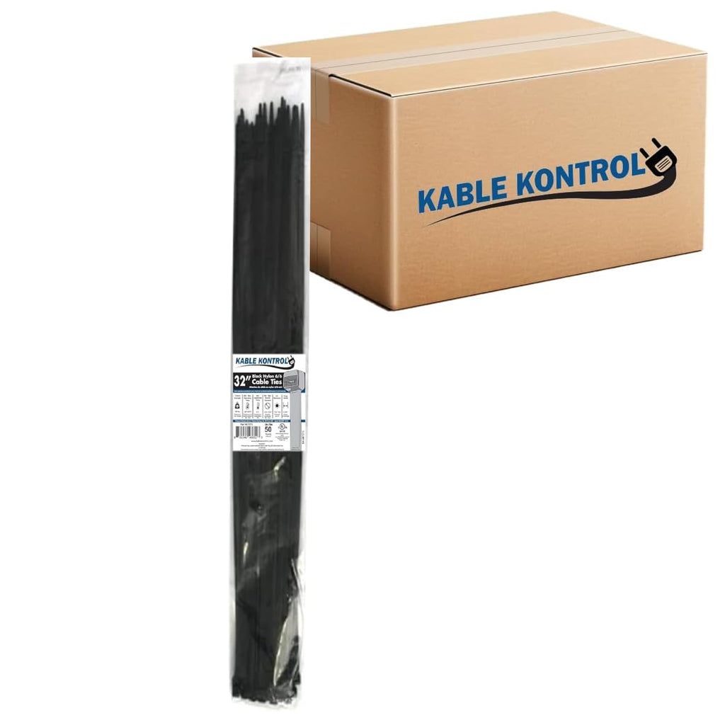 Kable Kontrol Cable Zip Ties, 32 Inch, 500 Pcs, HD 175lbs Test, Black