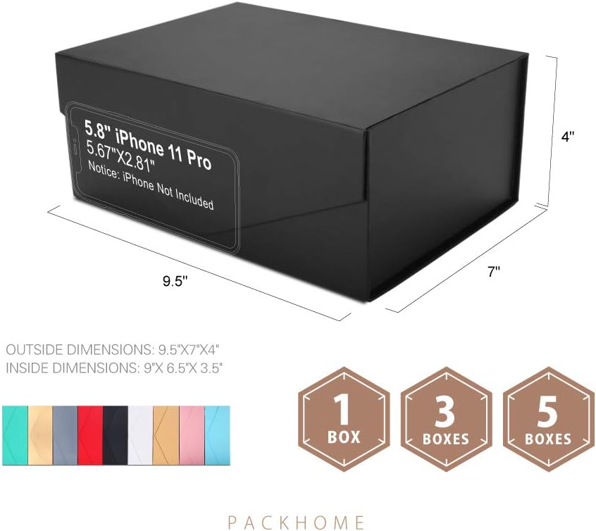 Black Gift Box 9x6.5x3.8in with Magnetic Lid