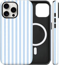 Magnetic for iPhone 11 Case Cute Stripes Phone Case, Blue&White | Aesthetic Striped Shockproof Slim TPU and Hard PC