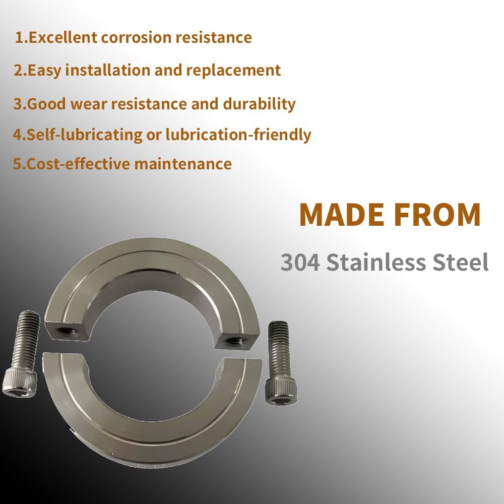 Bore 3/4'' Double Split Shaft Collar Stainless Steel Lock Collar Clamp Set Screw 4PCS (3/4'', 4)