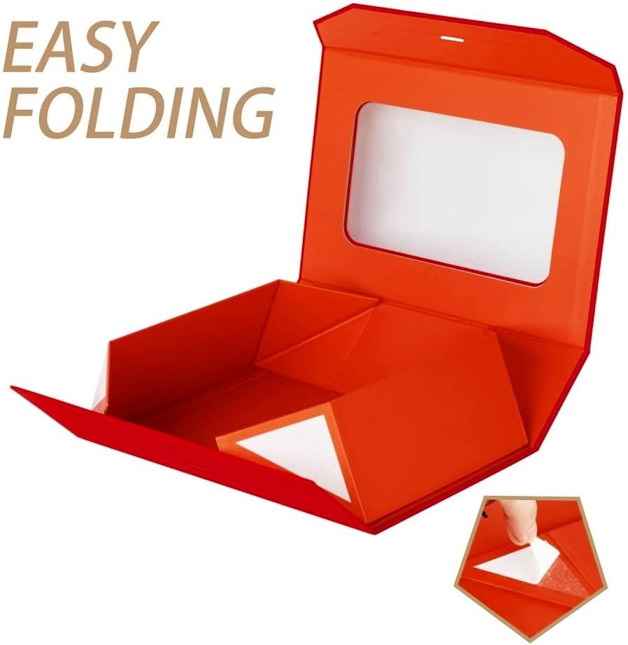 Red Large Gift Box with Magnetic Lids 13.2x11x5.3 Inches 5 Pack