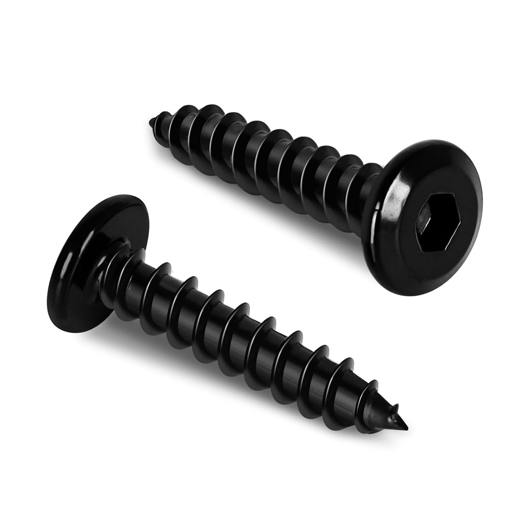 M4 x 30mm Flat Head Socket Cap Self Tapping Screws, Countersunk Wood Screws, 304 Stainless Steel 18-8, Allen Hex Drive, Black Finish, 50 PCS