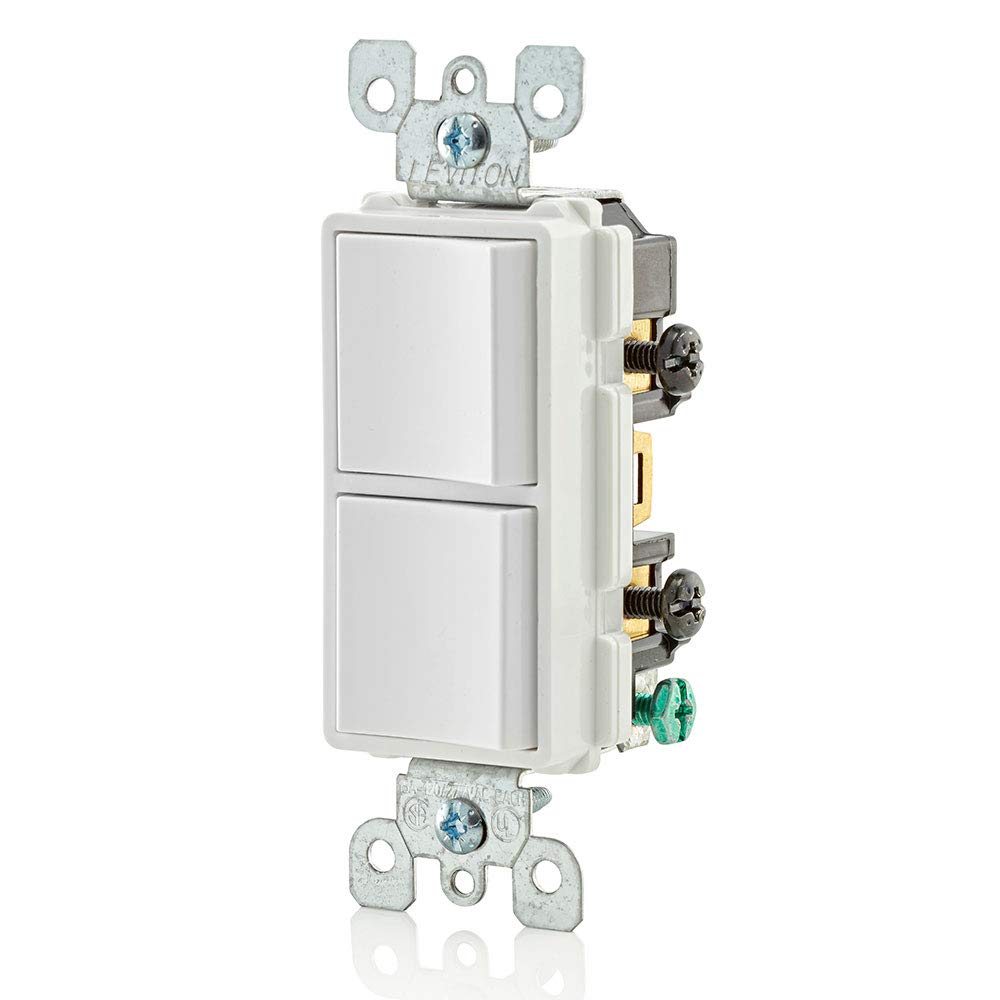 Leviton 15 Amp, 120/277 Volt, Decora Single-Pole, AC Combination Switch, Commercial Grade, Grounding, 5634-W, White