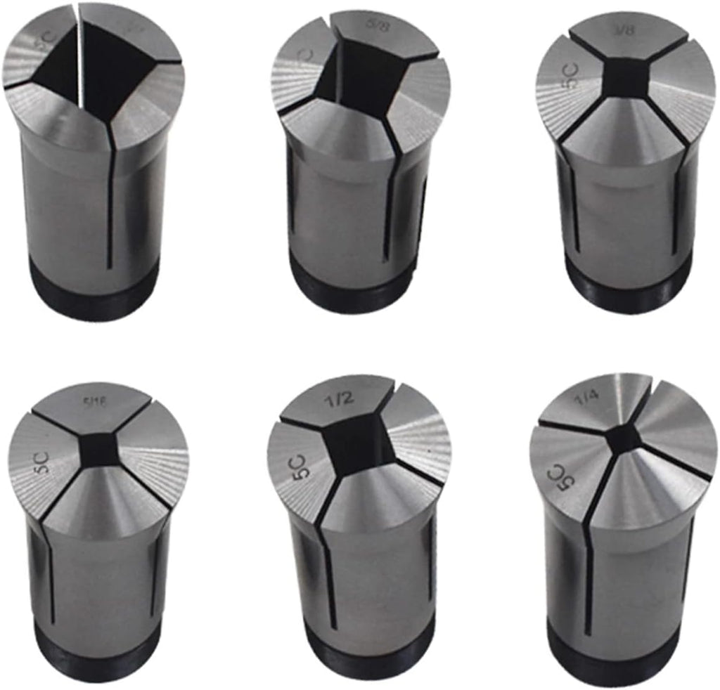 6-Pack Precision 5C Square Collets Set - 1/8In - 1In Mill Chuck Holder for Taper Spindle Mill Machine