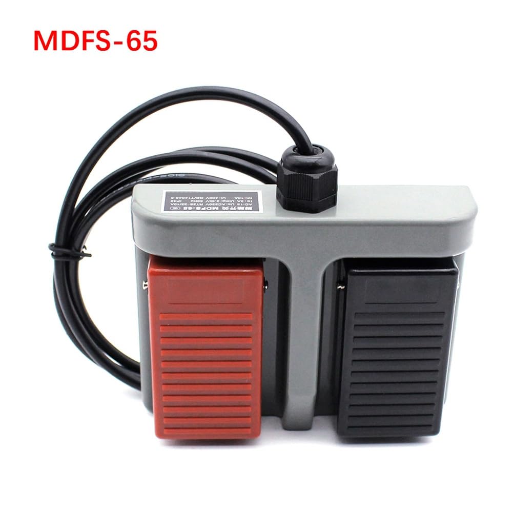 Bloepum Foot Switch MDFS-65 Double Foot Pedal Self-Reset 3A 220VAC Wire