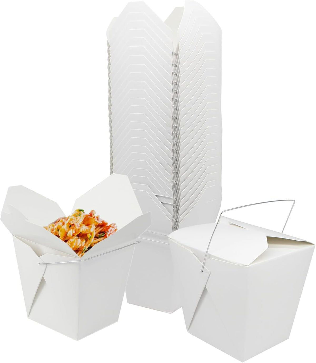 50 Pack 26oz Chinese Take Out Food Boxes, Paper Takeout Container