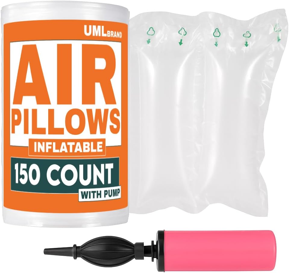 4x8 Inflatable Air Pillows for Shipping, Pump Included, 150 Count