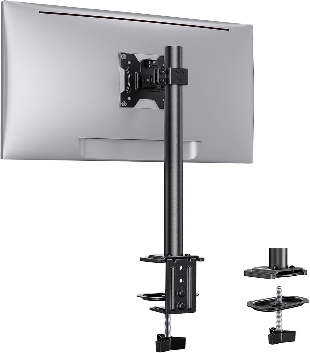 Single Monitor Mount for 13-32 Inch Screens,17.6 lbs Capacity | Steel pole design,tilt, swivel, rotation,cable
