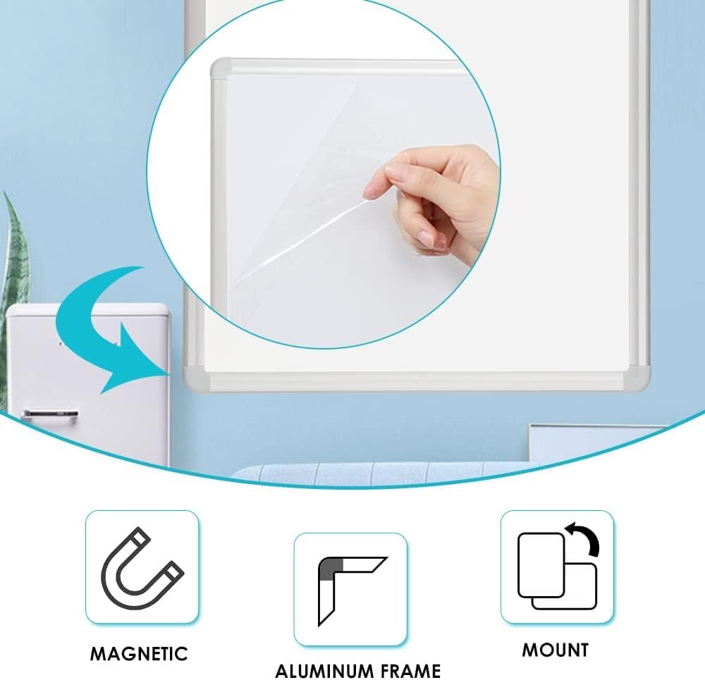 Grey Felt Bulletin & Magnetic Dry Erase Combo Board, 24 x 18 Inch, Wall Mounted Whiteboard/Grey Felt Bulletin