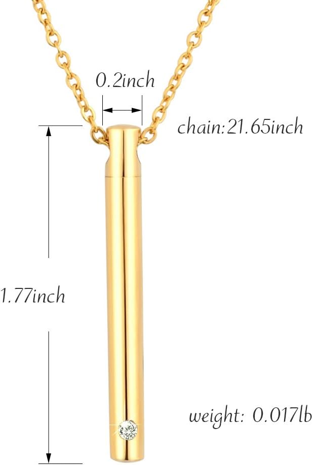 Urn Necklace for Ashes Stainless Steel Cremation Necklace with Crystal Memorial Pendant Necklace