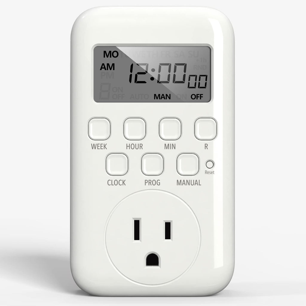 BN-LINK Digital Outlet Timer for Light, 7 Days Programmable Timer for Lamps