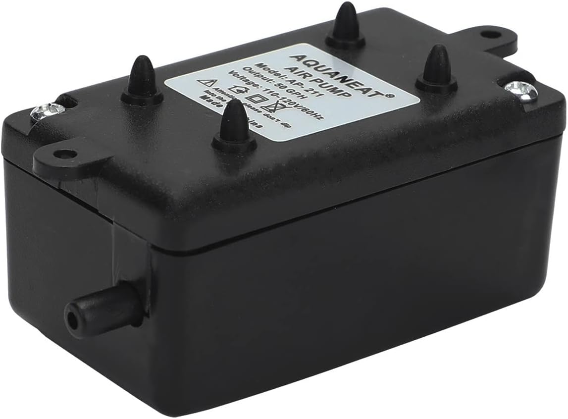 Aquarium Air Pump for Small Fish Tank up to 10 Gallon, 50 GPH Hydroponic Oxygen Aerator, with Airline Tubing, Air