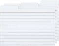 4x6 Tabbed Index Card Dividers with Tabs Blank, White, 100 Pack | 4 x 6 Inch, Lined, 220 GSM Thick Paper, Alphabet or