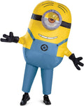 Stuart Minion Inflatable Costume for Men, Official Minions Halloween Costume, Blow Up Jumpsuit with Fan, Adult Size