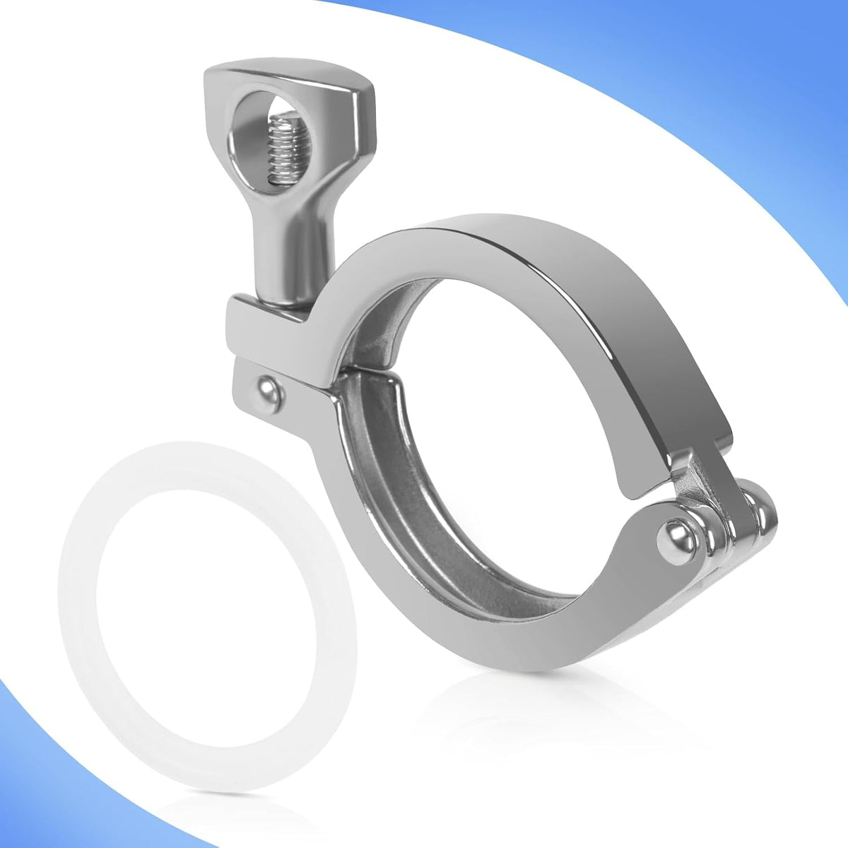 Tri Clamp 3 Inch 2PCS Single Pin Heavy Duty with Wing Nut Stainless Steel 304 Sanitary Fitting with Ferrule TC 3" Silicone Gaskets