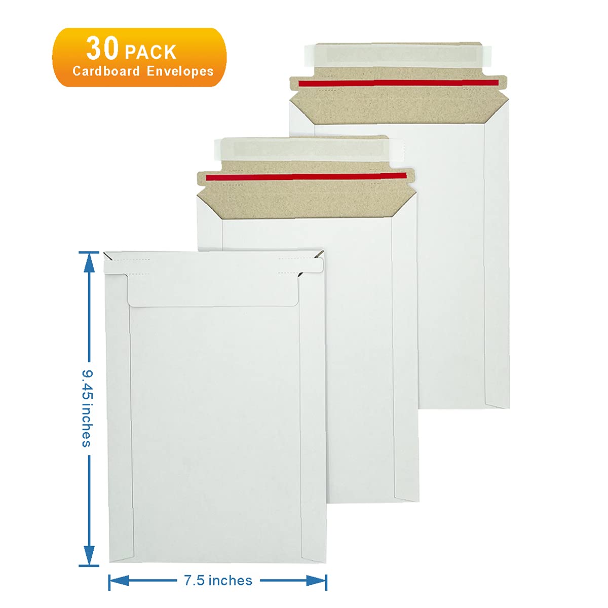 30 Pack White Rigid Mailers 7.5X9.45 Inches - Can Keep Flat Kraft Cardboard Mailer, Suitable for Protecting Shipping