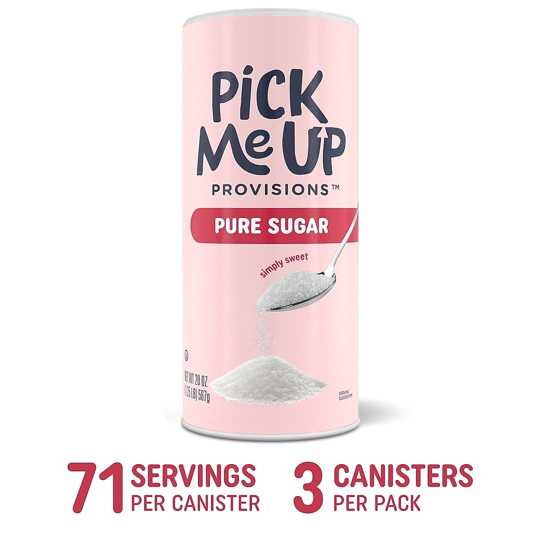 White Granulated Sugar, 20 oz. Canister, 3-Pack