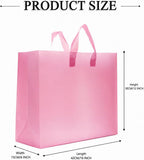 Pink Plastic Gift Bags, Frosted, 16x6x12, 50 Pack