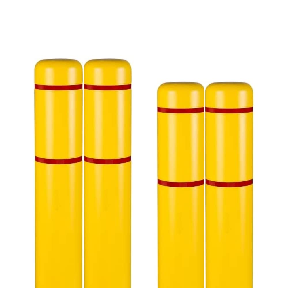 BollardGard 7" x 52" 4-Pack Bollard Cover (Yellow Red Tape)