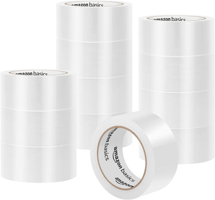 Strong Plastic Adhesive Packing Tape for Shipping, Sealing Boxes, Moving and Storage, Clear, Low Odor, 1.88 in x 54.6