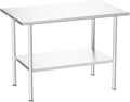 NSF Stainless Steel Prep Table 30X48 inch, Rounded Flat Top
